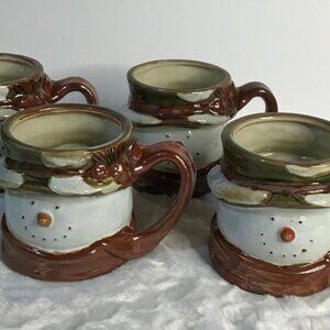 St. Nicholas Square FOREST FRIENDS 16oz Mugs Figural Snowman Head - (4) Total